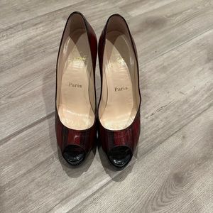 Christian Louboutin Wine Eel Skin Platform Pumps